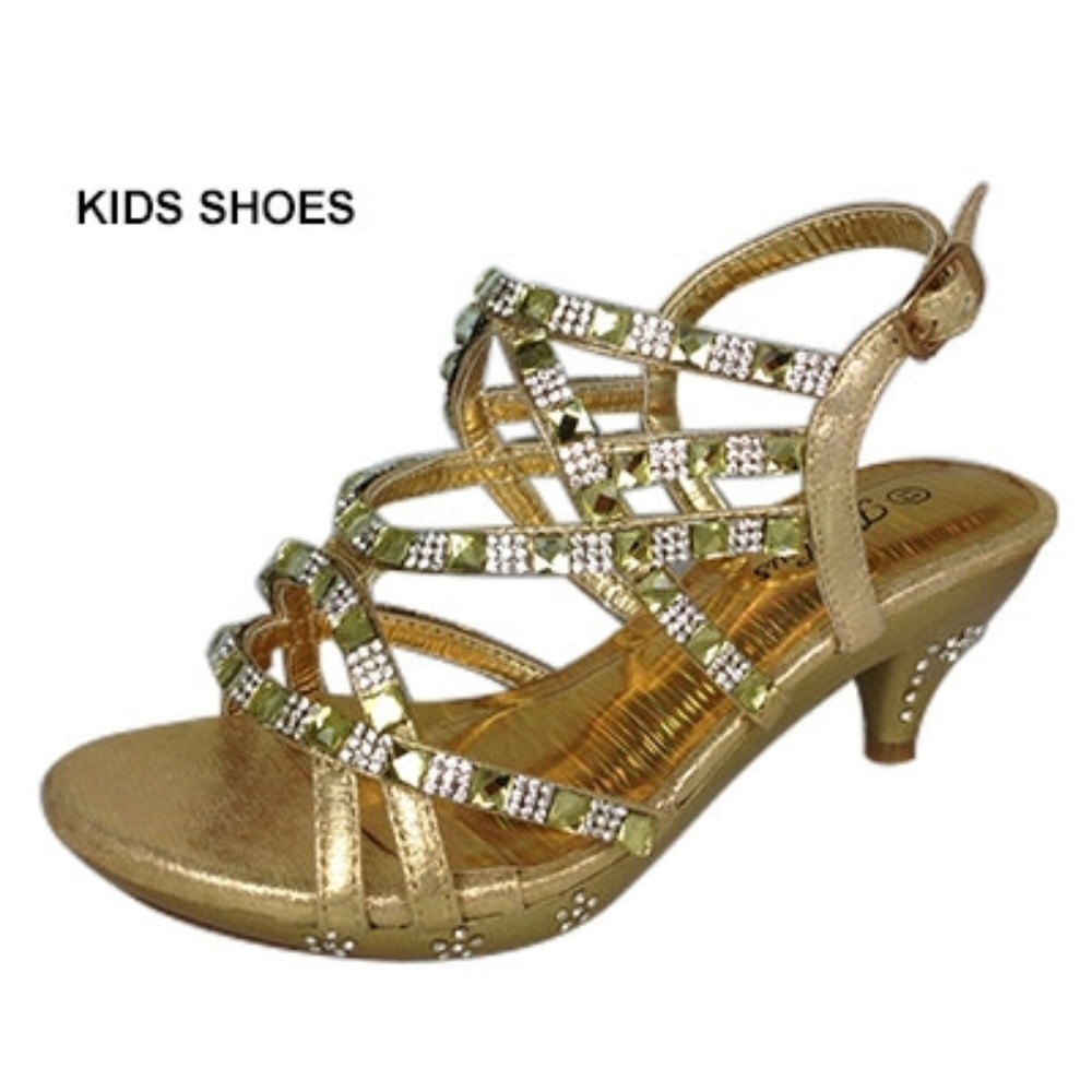 79k Kids Rhinestone Slingback Dress Shoes Gold